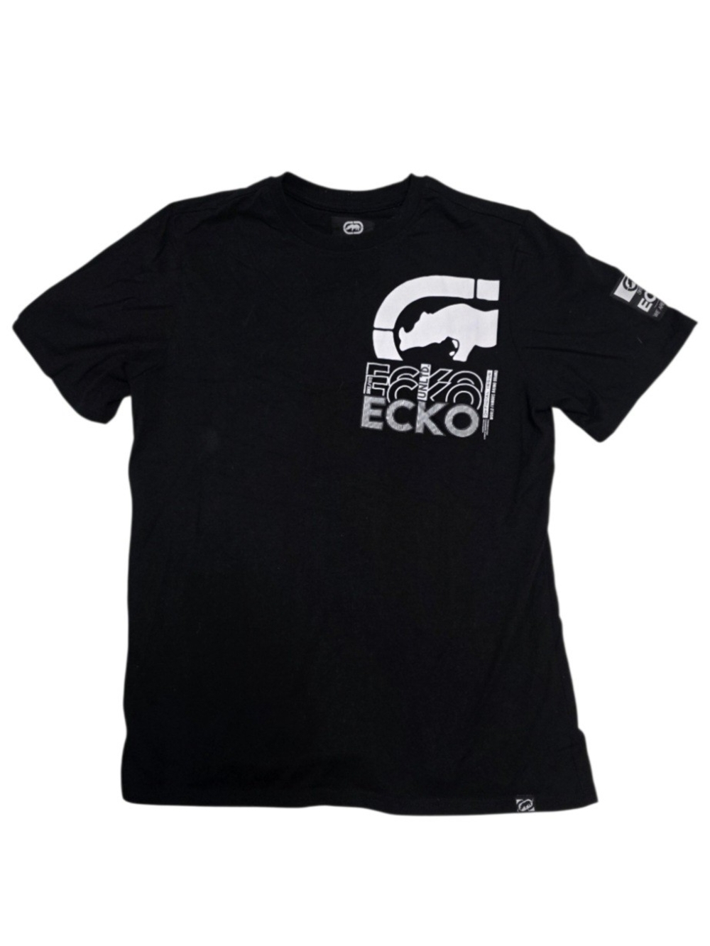 Ecko Unlimited Black Tee with White Rhino Logo